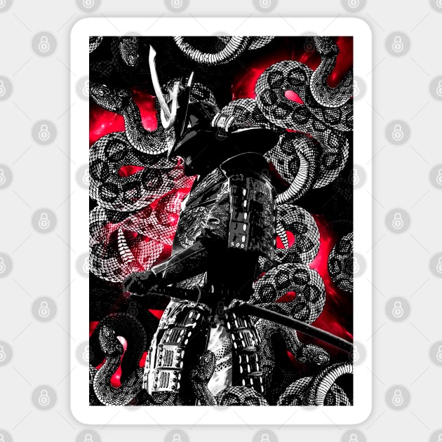 Samurai RED snakes Sticker by syanart